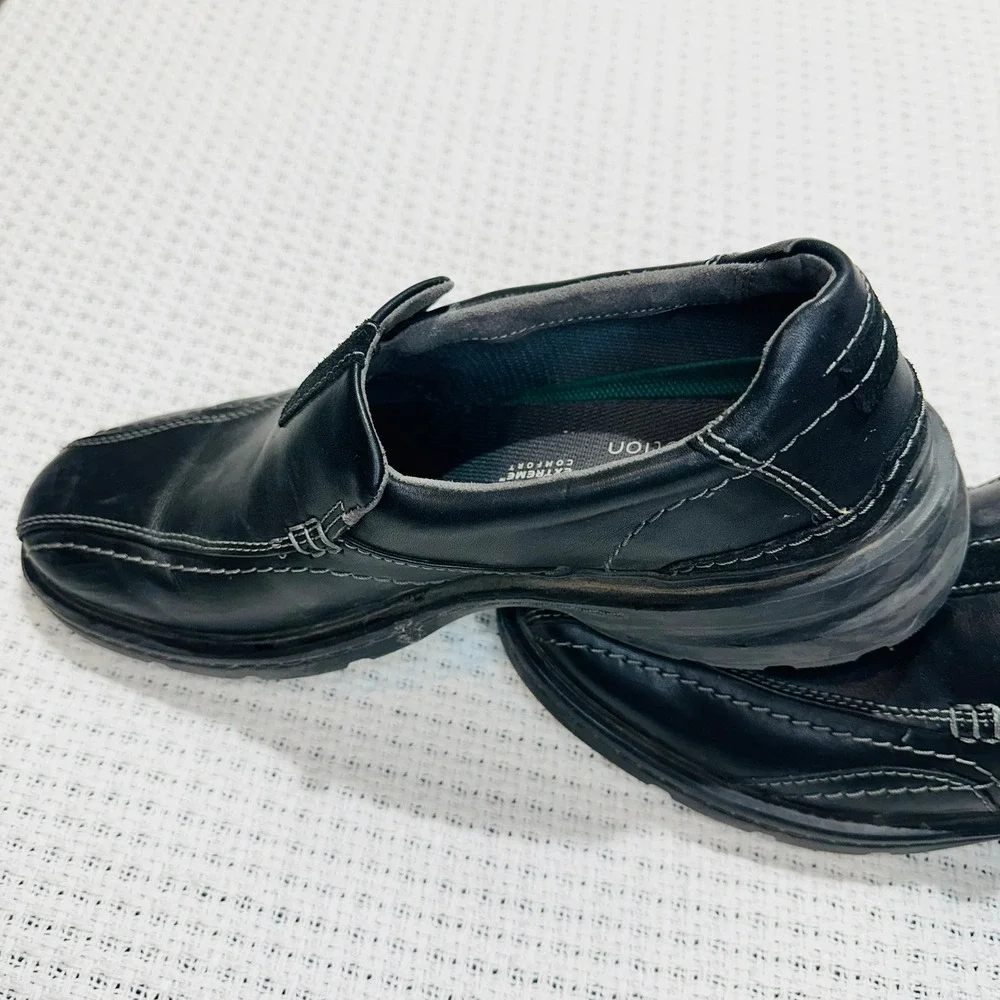 Clarks Gessler‎ Step Loafers Men Size 10 Black Leather Dress Shoes Classic